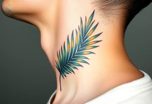 large palm leaves twisted side neck tattoo tattoo idea