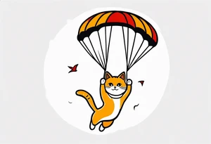 a cat parachuting after skydiving tattoo idea