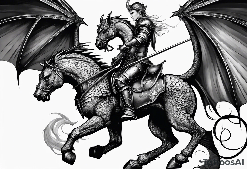knight and dragon tattoo idea