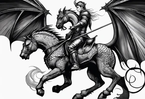 knight and dragon tattoo idea