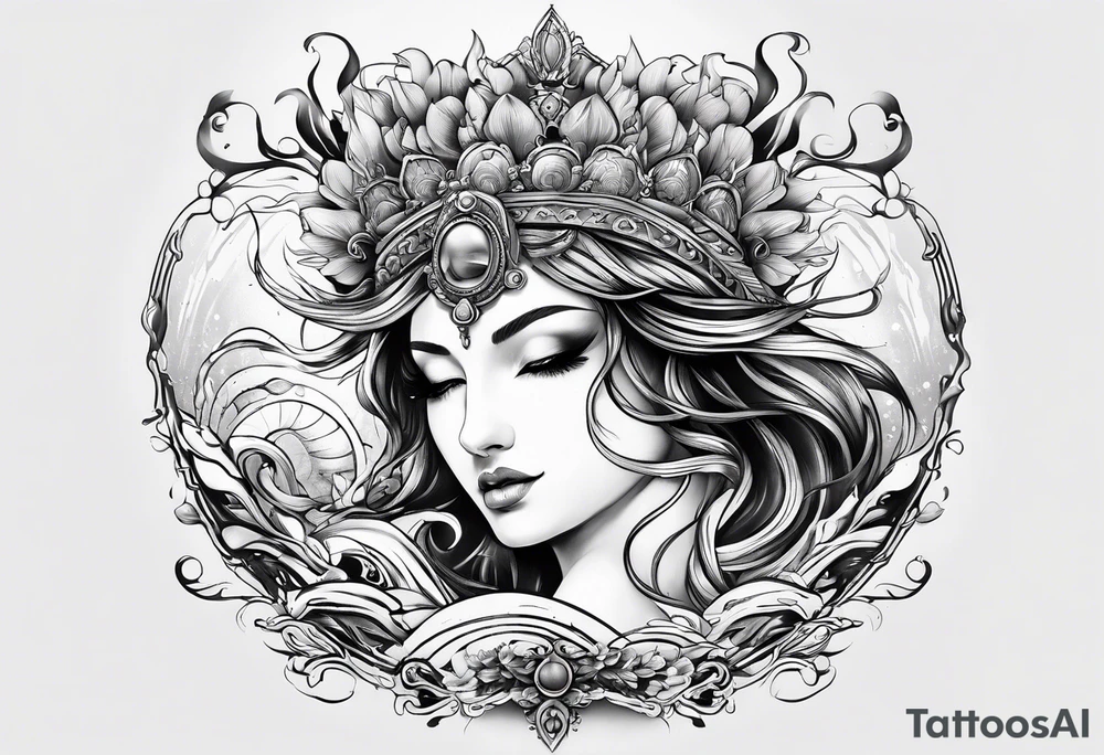 Neptun mit ganzen Körper im Wasser stehend tattoo idea