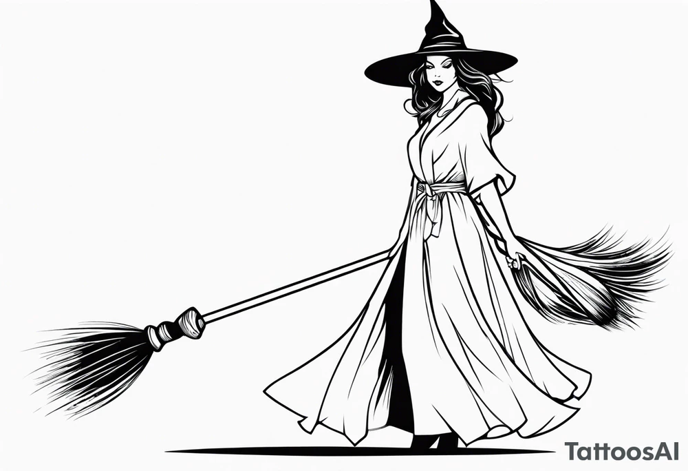 witch, fantasy, broom, charmed,wicca tattoo idea