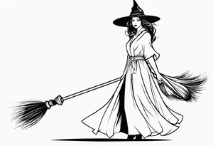 witch, fantasy, broom, charmed,wicca tattoo idea