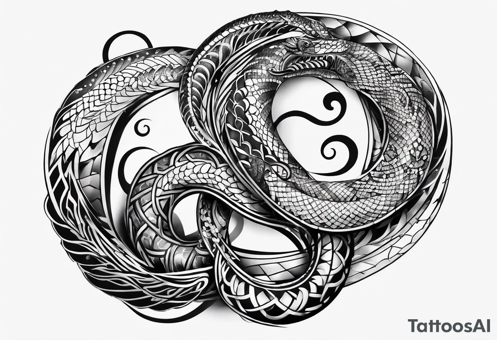 Serpent Seven number shape tattoo idea