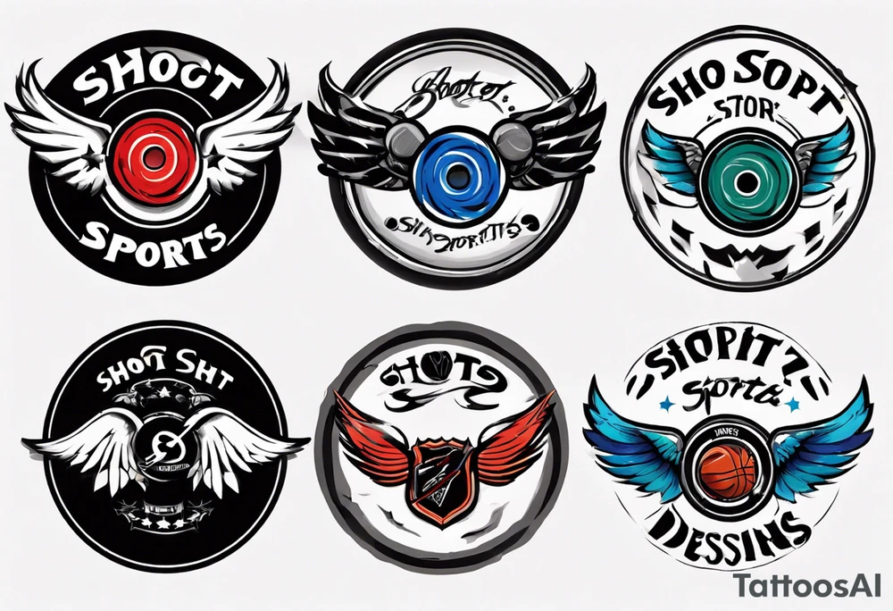 hockey puck with wings that says "SHOT SPORTS" tattoo idea