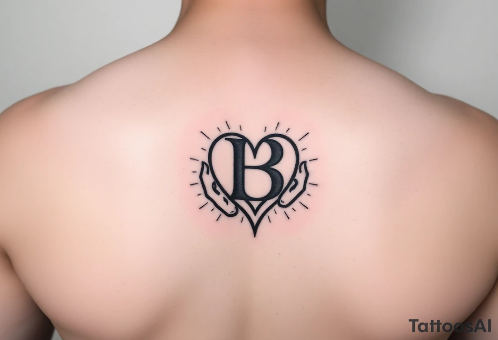 Letter B with a heart on hand tattoo idea