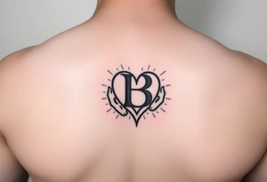 Letter B with a heart on hand tattoo idea