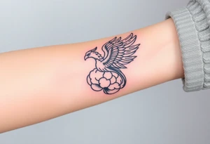 A phoenix rising out of a brain looking powerful tattoo idea