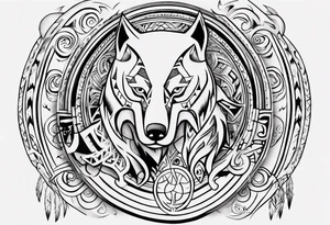 want a half sleeve on my left forearm featuring a howling wolf, surrounded by Māori patterns and Norse symbols, with a tribute to my nana, Joy tattoo idea