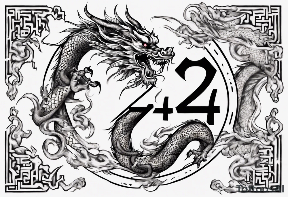 Number 24 with a Chinese dragon around it tattoo idea