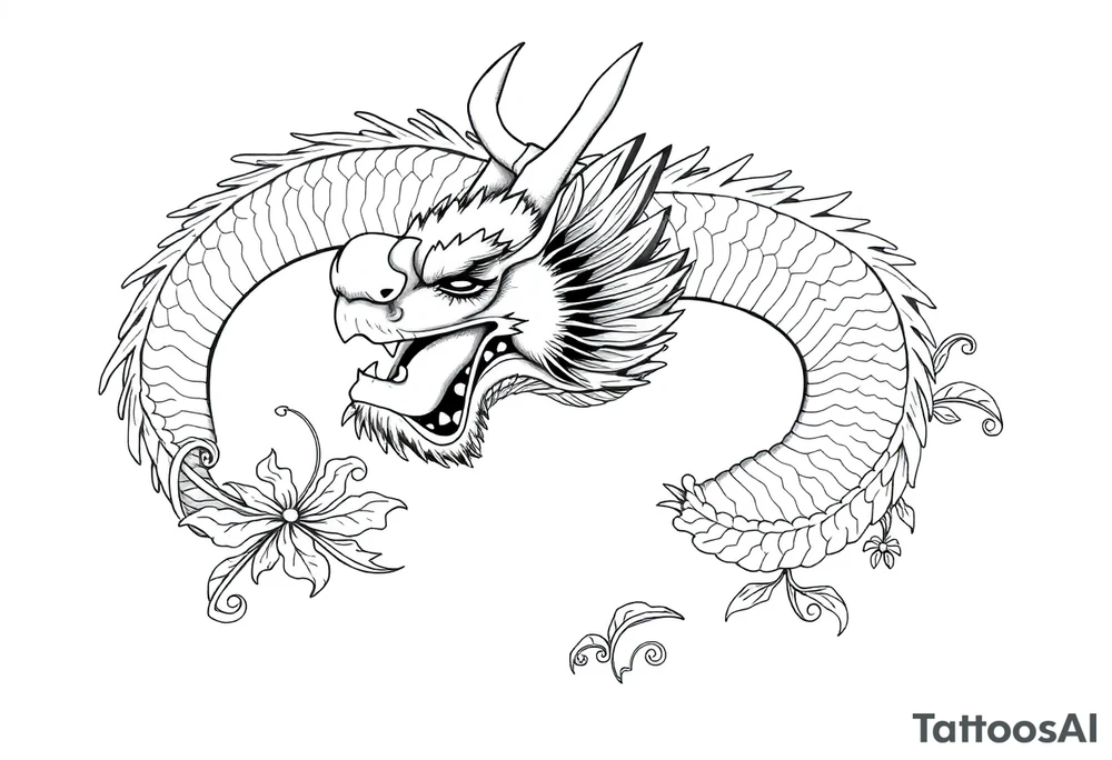 Beautiful asian dragon with a soft face tattoo idea
