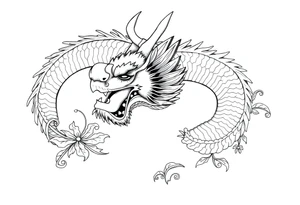 Beautiful asian dragon with a soft face tattoo idea