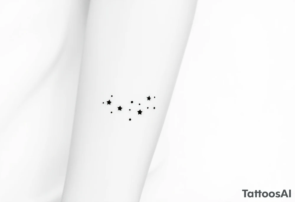 Can you design a few options for a meaningful minimal tattoo with dots, lines or stars that represents my kids? Three are living and two are deceased and I want something that represents that difference by having solid and hollow elements. tattoo idea
