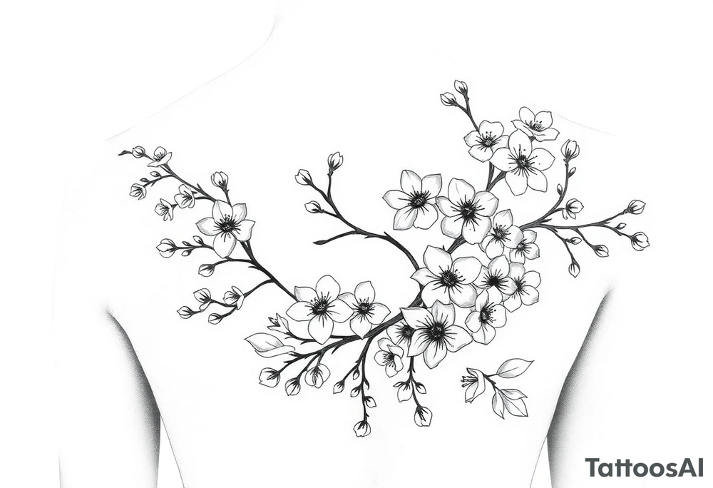 cherry blossoms and love creepers, floral arm wrap details tattoo idea