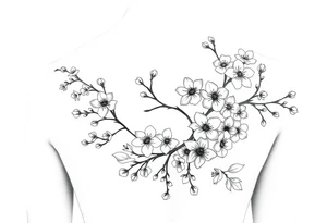 cherry blossoms and love creepers, floral arm wrap details tattoo idea