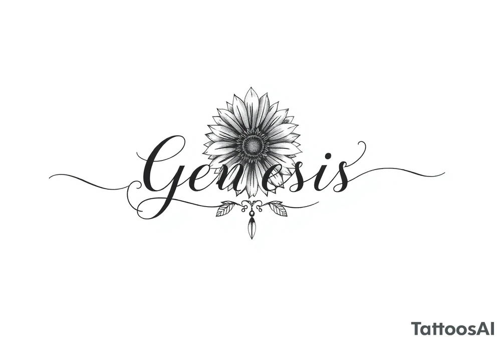 name genesis and a sunflower and a crown Sagittarius tattoo idea