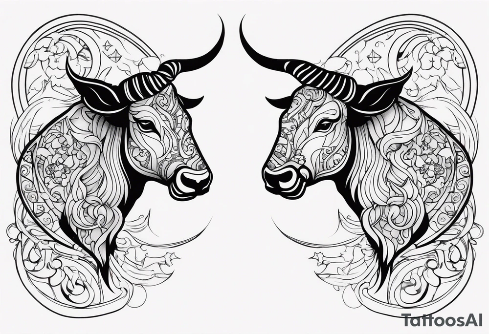 Taurus and Pisces tattoo idea