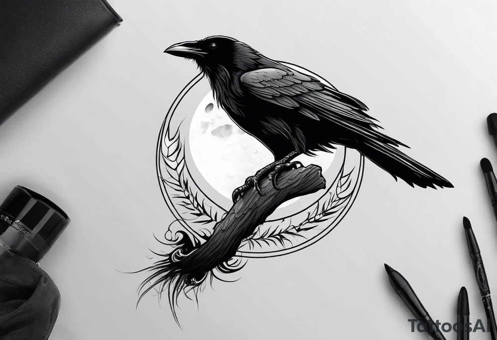 Raven with an eclipse tattoo idea