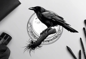 Raven with an eclipse tattoo idea