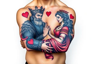 King of hearts holding a queen tattoo idea