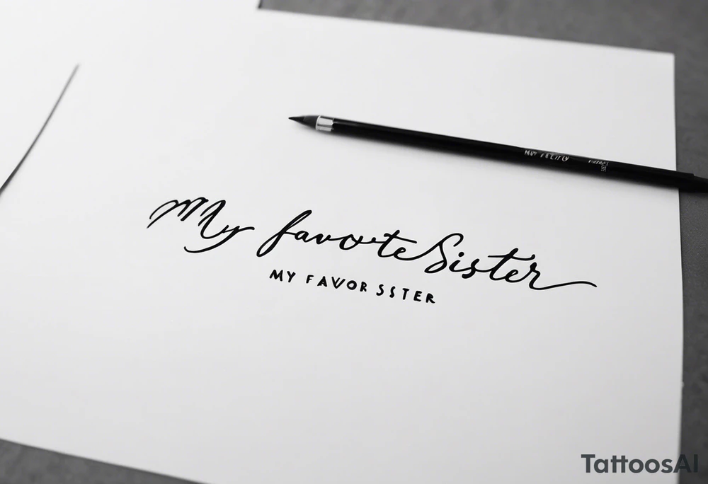 simple, fine line tattoo that includes my sisters handwriting "my favorite sister" and incorporate a single puzzle piece. This will be on my ankle and should be small. Only have one single puzzle piece and have it smaller than the words tattoo idea