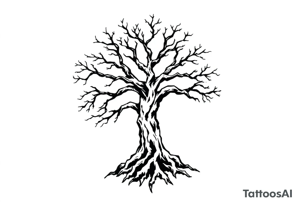 tree with 6 branches and 6 roots tattoo idea
