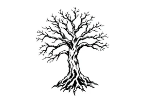tree with 6 branches and 6 roots tattoo idea