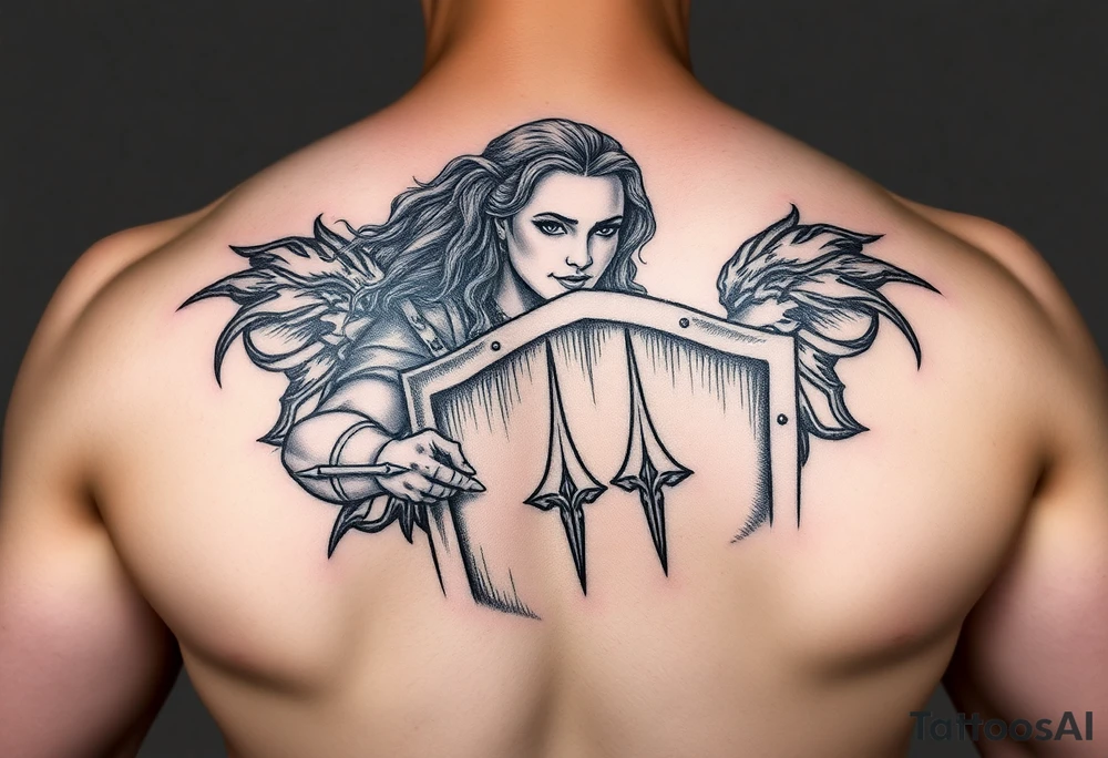 Shield maiden getting ready for battle tattoo idea