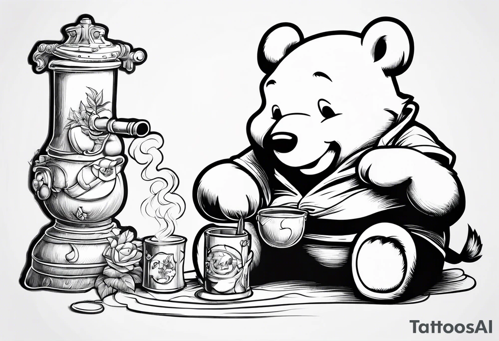 Winnie Pooh smoking joint tattoo idea