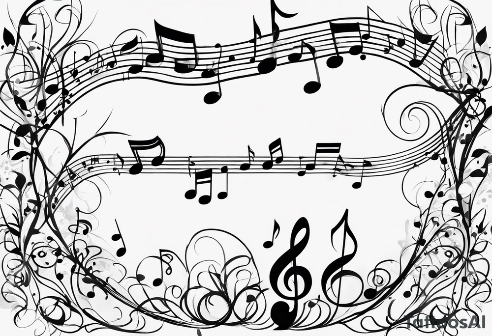 Musical notes connecting toddlers dancing tattoo idea
