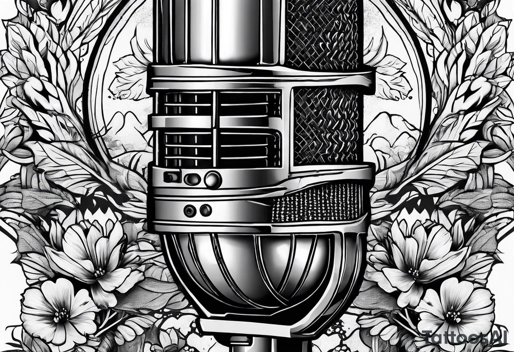 A microphone in nature tattoo idea