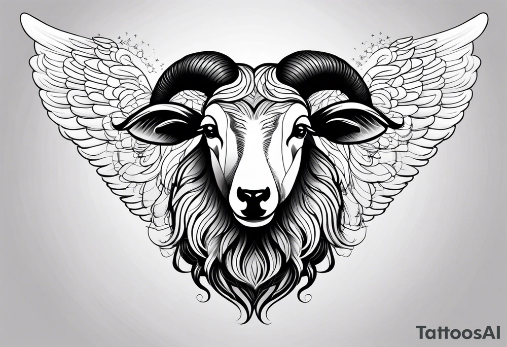 Black sheep with angel wings tattoo idea