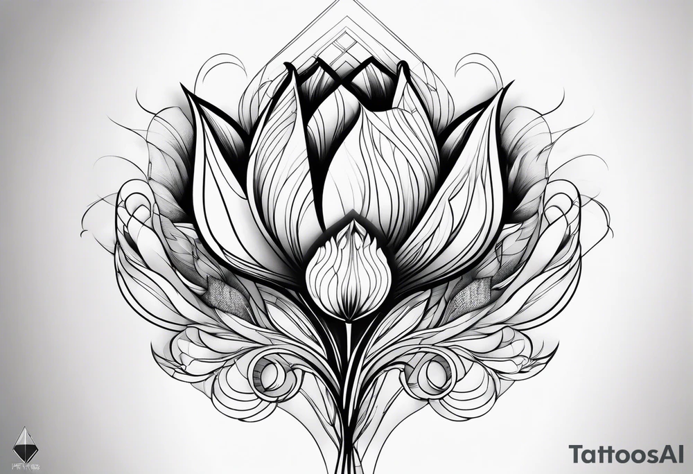 Forearm futuristic tulips design tattoo idea