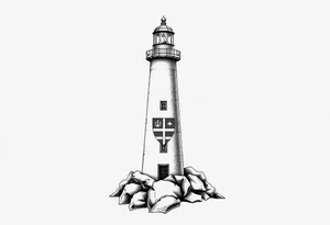 Lighthouse with coat of arms tattoo idea