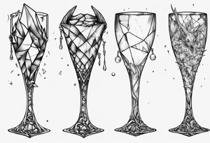 Shattered glass goblet unicorn horn tattoo idea