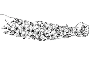 sleeve of holly and daffodils tattoo idea