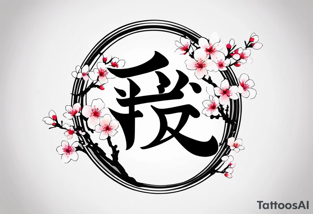“Shadow”kanji inside half circle with small cherry blossoms tattoo idea “Shadow”kanji inside half circle with small cherry blossoms tattoo idea