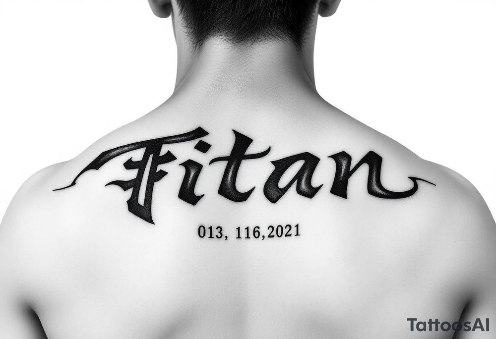 Japanese writing of my son name ‘Titan’ maybe with his birthday late October 7 2021 tattoo idea