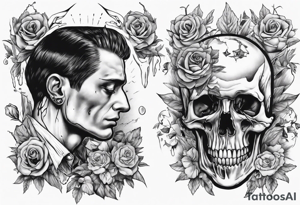 Man mourning the death of his former self. tattoo idea