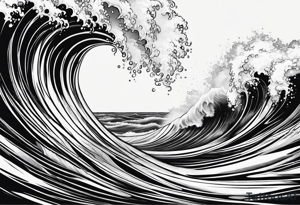 Ocean wave at sunset tattoo idea