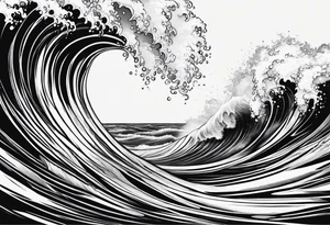 Ocean wave at sunset tattoo idea