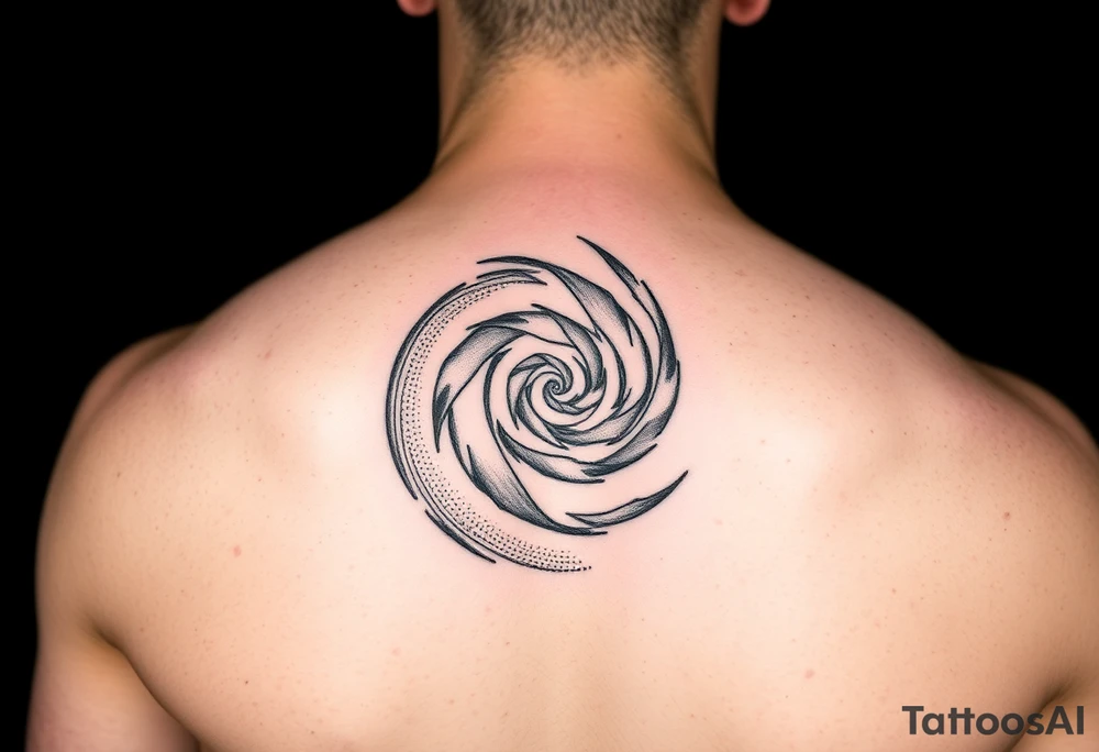 spirally flowing space with stipple shading tattoo idea