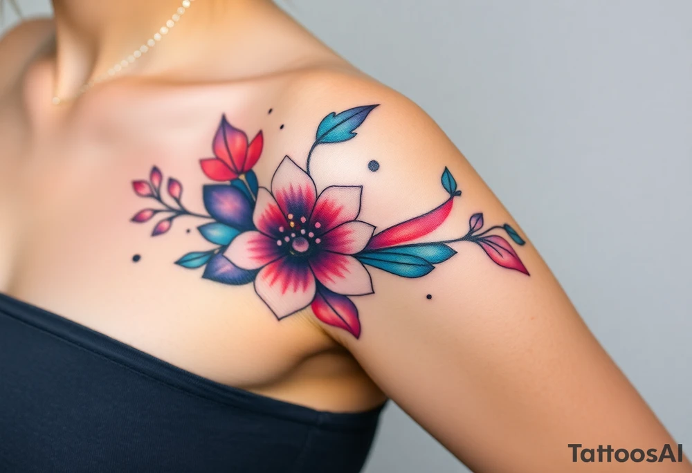 A tatuagem deve expressar força, liberdade e conexão com a multiplicidade da vida, incorporando elementos abstratos e fluidos, com linhas que sugiram movimento e transformação contínua. Evite clichês e busque um design original e significativo. Utilize técnicas de miimalismo, pontilhismo e aquarela. tattoo idea