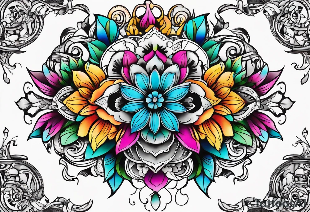 Flower chest piece tattoo idea