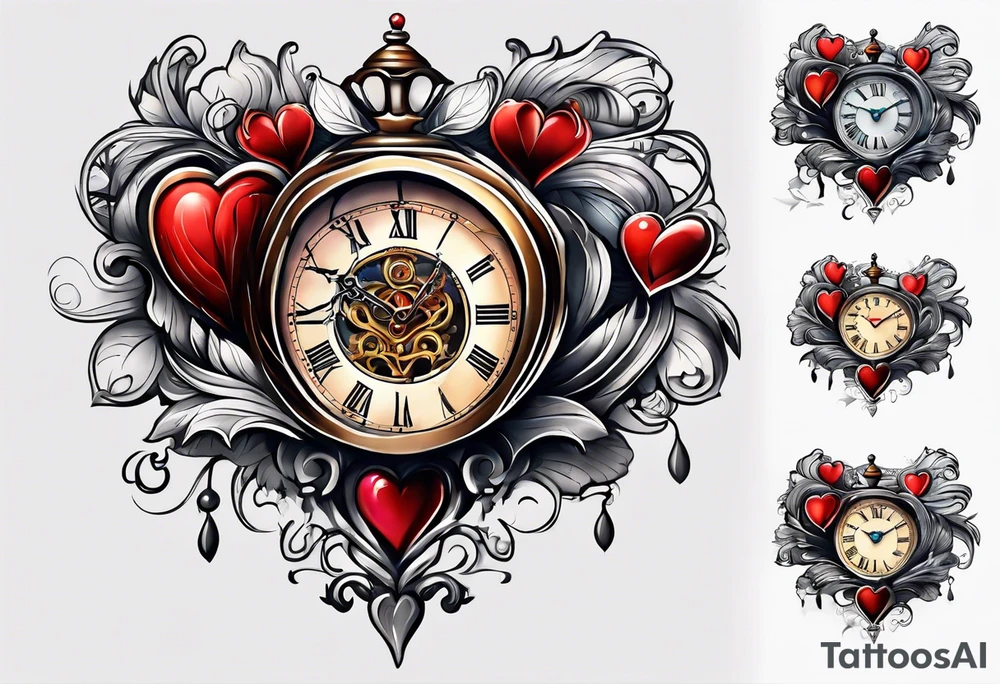 Heart with clock hands on 8 and 5 tattoo idea