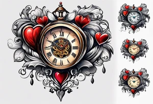Heart with clock hands on 8 and 5 tattoo idea