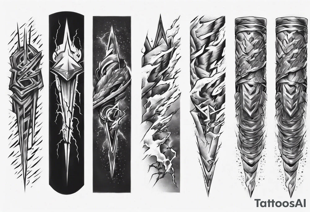 forearm sleeve thunder pattern tattoo idea