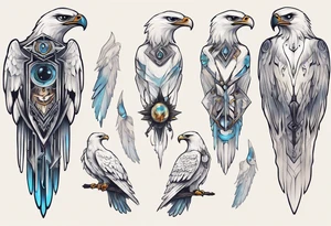 A spirit guide in the form of a white hawk tattoo idea