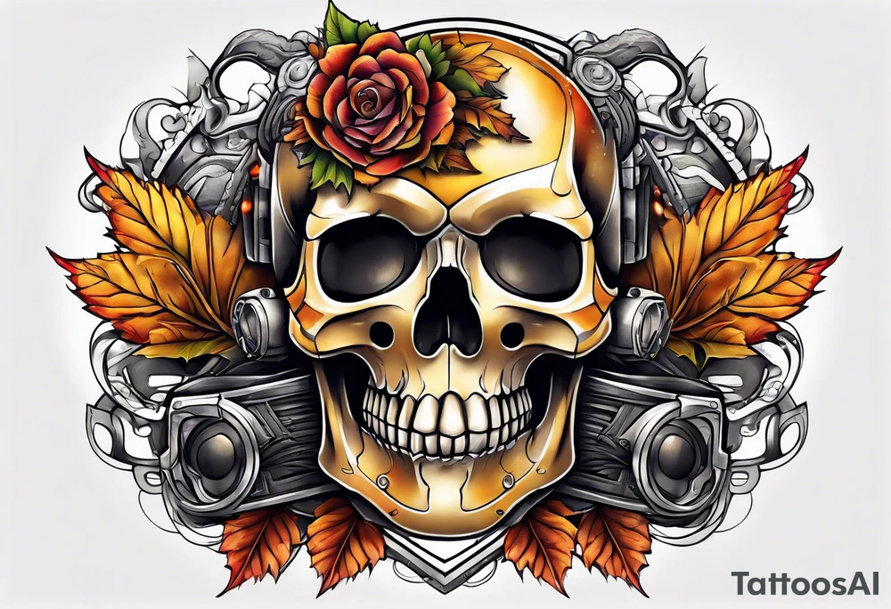 thigh tattoo with fall colors tattoo idea