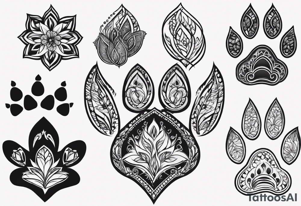 seven dog paw prints tattoo idea